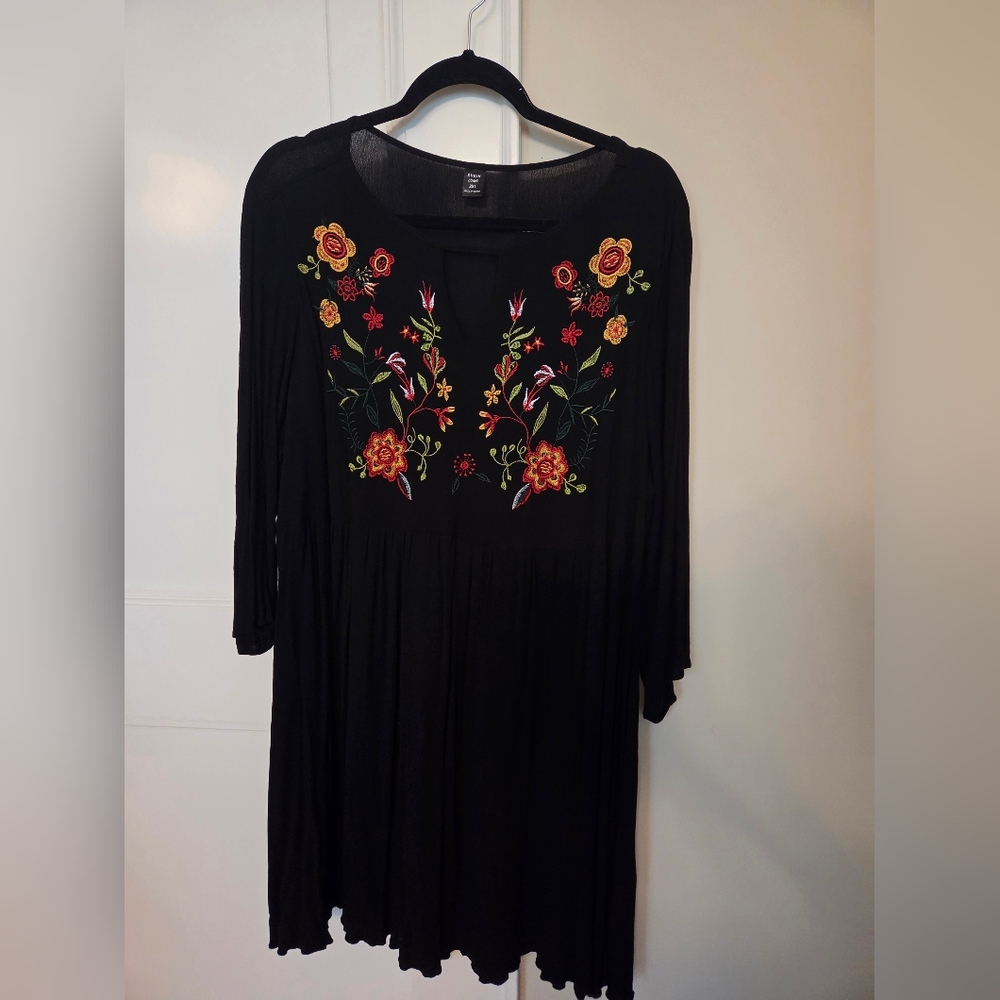 Black Floral Embroidered Dress